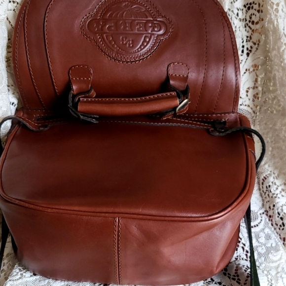 Vintage GERPA Real Brown Leather Purse Satchel Handbag Crossbody - Picture 8 of 15